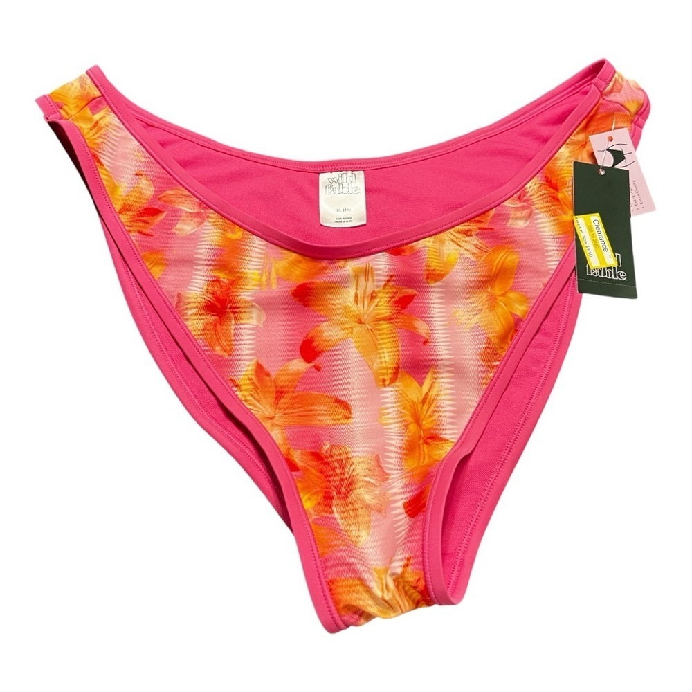 ❤️3/$15 NWT Wild Fable Pink Floral Orange  Bikini Bottom XL (16)